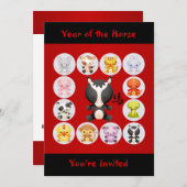 Chinees jaar van dierentuin van de partij bij de g kaart (Voorkant / Achterkant)
