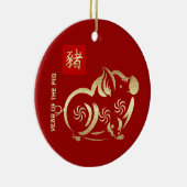Chinees Jaar van het Aangepaste Jaar van het Varke Keramisch Ornament (Rechts)