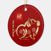 Chinees Jaar van het Aangepaste Jaar van het Varke Keramisch Ornament (Links)