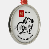 Chinees Jaar van het Aangepaste Jaar van het Varke Metalen Ornament (Rechts)