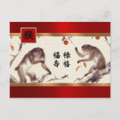 Chinees Jaar van het Briefkaart van de aap in het  (Voorkant)