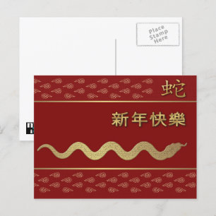 Chinees jaar van het Briefkaart van de slang in he