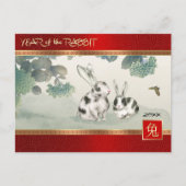 Chinees jaar van het konijn | Aangepast jaar Feestdagenkaart (Voorkant)