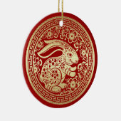 Chinees jaar van het konijn | Aangepast jaartal Keramisch Ornament (Rechts)