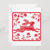 Chinees jaar van het Konijn Feestdagenkaart (Voorkant / Achterkant)