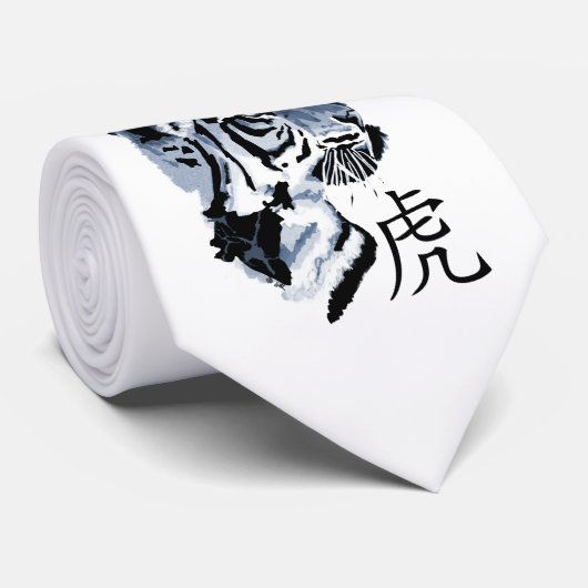 Chinees jaar van het moderne, minimale witte Strop Stropdas (Opgerold)