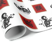 Chinees Jaar van het Monkey Gift Wrapping Paper Cadeaupapier (Rol Hoek)