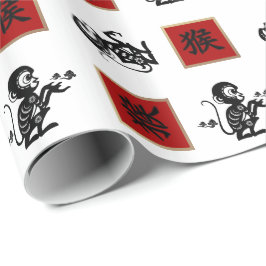 Chinees Jaar van het Monkey Gift Wrapping Paper Cadeaupapier
