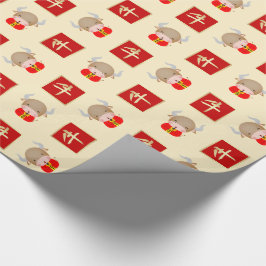 Chinees jaar van het Ox Gift Wrapping Paper Cadeaupapier