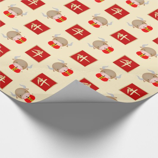 Chinees jaar van het Ox Gift Wrapping Paper Cadeaupapier (Hoek)