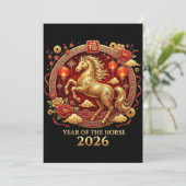 Chinees Jaar van het Paard 2026-vieringen Feestdagenkaart (Staand voorkant)