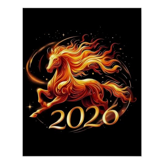 Chinees Jaar van het Paard 2026-vieringen Perfect Poster (Voorkant)
