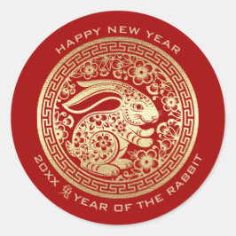 Chinees Jaar van het Rode Gouden Jaar van de Konij Ronde Sticker
