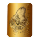 Chinees Jaar van het Schaap of Ram Golden Magnet Magneet (Verticaal)