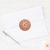 Chinees jaar van het varken rood goud ronde sticker (Envelop)