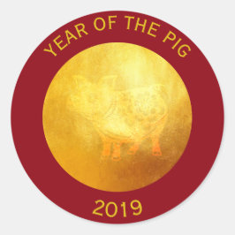 Chinees Jaar van het Varkensgouden Papercut R Stic Ronde Sticker