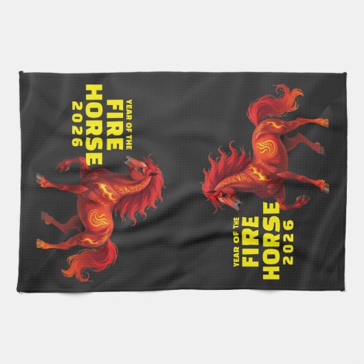 Chinees Jaar van het Vuurpaard 2026 Theedoek (Horizontaal)