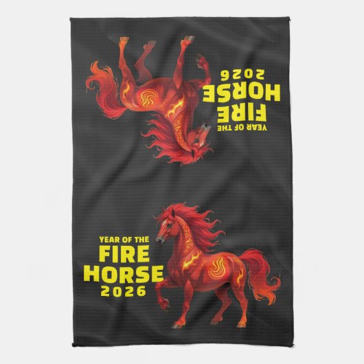 Chinees Jaar van het Vuurpaard 2026 Theedoek (Verticaal)
