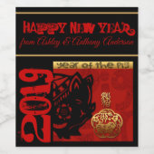 Chinees jaarjaartal Zodiac Birthday Wine Wijn Etiket (Enkel label)