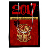 Chinees jaartal Cute Rooster New Custom Year Birth Medium Cadeauzakje (Achterkant)