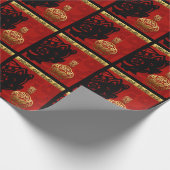 Chinees jaarzodiabetici met taardegift cadeaupapier (Hoek)