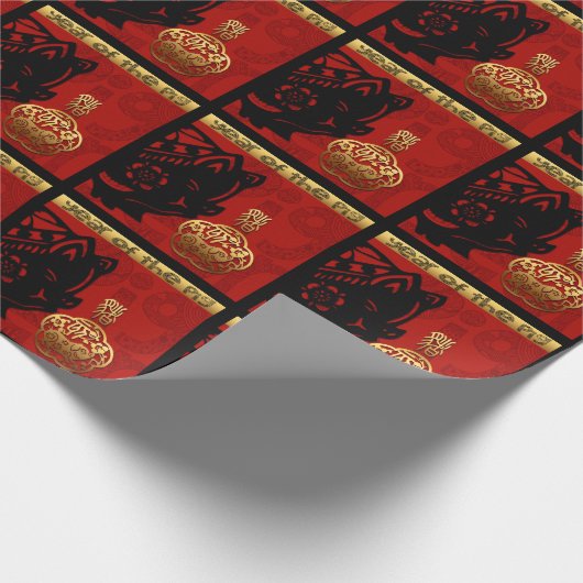 Chinees jaarzodiabetici met taardegift cadeaupapier (Hoek)