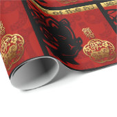 Chinees jaarzodiabetici met taardegift cadeaupapier (Rol Hoek)