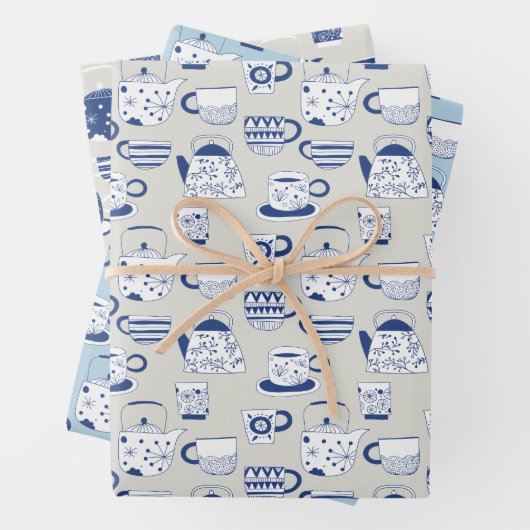 Chinees-Japanse Teapots Teacups Inpakpapier Vel (In situ)