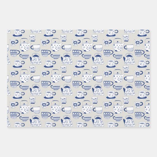 Chinees-Japanse Teapots Teacups Inpakpapier Vel (Voorkant)