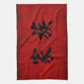 Chinees kalligrafiesymbool voor familie in rood theedoek (Verticaal)