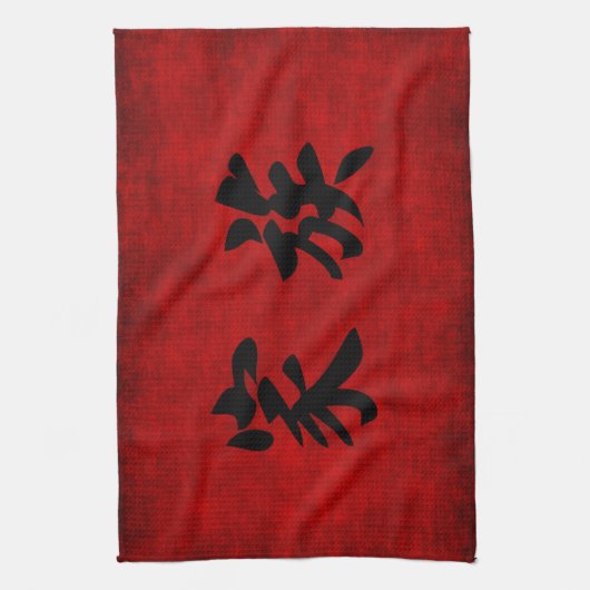 Chinees kalligrafiesymbool voor familie in rood theedoek (Verticaal)