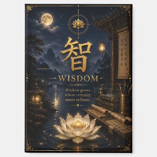 Chinees karakter 智 Wijsheid (Zhi) Lotus Magneet