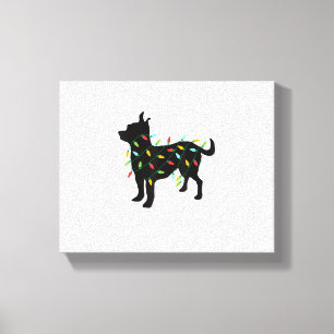 Chinees kerstcadeautje met kerstlampjes voor Honde Canvas Afdruk