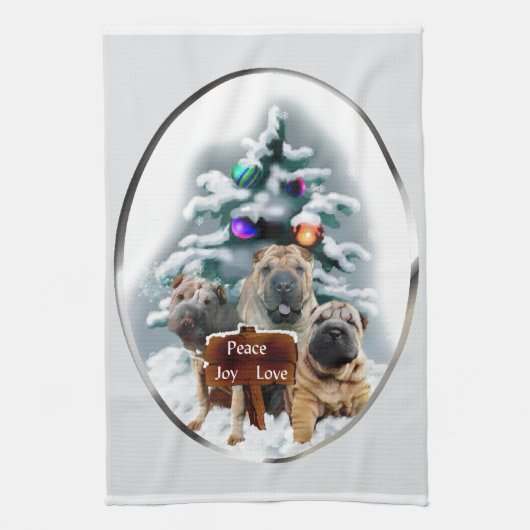 Chinees kerstfeest met Shar-Pei Theedoek (Verticaal)