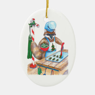 Chinees kerstfeest Wildlife Chef Oval Ornament