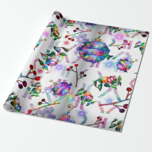 Chinees kerstschildpad op de lange diepte cadeaupapier