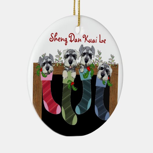 Chinees kerstschnauzers keramisch ornament (Rechts)