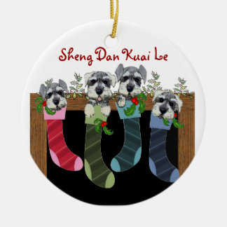 Chinees kerstschnauzers keramisch ornament