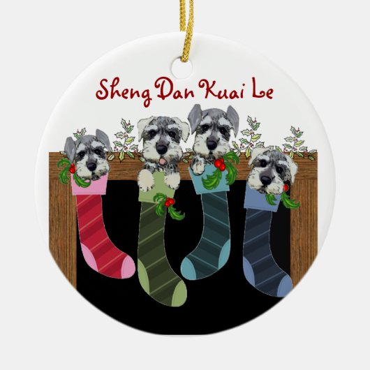 Chinees kerstschnauzers keramisch ornament (Voorkant)