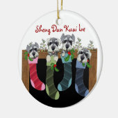 Chinees kerstschnauzers keramisch ornament (Links)