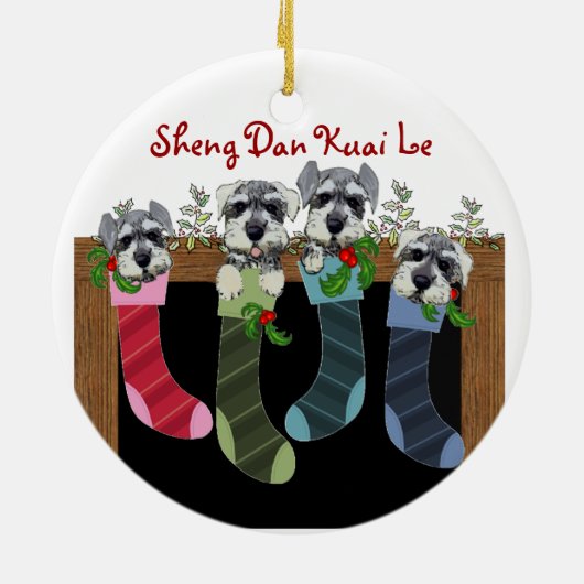 Chinees kerstschnauzers keramisch ornament (Achterkant)