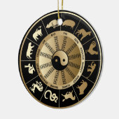 Chinees kerstsierooster keramisch ornament (Links)