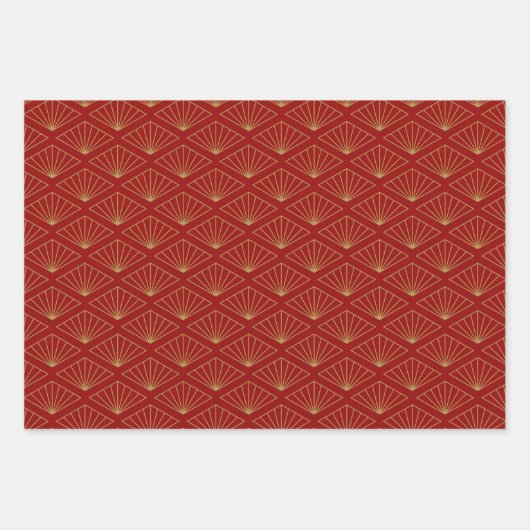 Chinees Konijn Jaar Rood Goud Gouden Zodiac Aziati Inpakpapier Vel (Voorkant)