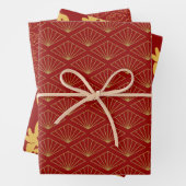 Chinees Konijn Jaar Rood Goud Gouden Zodiac Aziati Inpakpapier Vel (In situ)