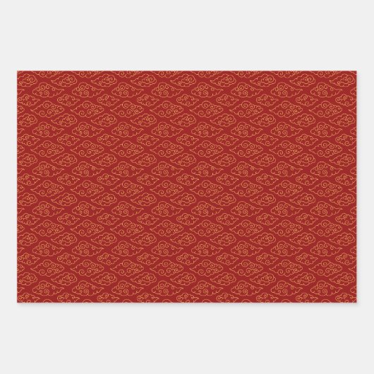 Chinees Konijn Jaar Rood Goud Gouden Zodiac Aziati Inpakpapier Vel (Voorkant 3)