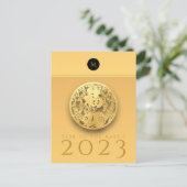 Chinees konijnenjaar 2023 Elegant Monogram VHPC Feestdagenkaart (Staand voorkant)