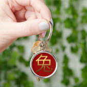 Chinees konijnenjaar Gold Ideogram Zodiac MRK Sleutelhanger (Hand)