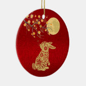 Chinees Konijnenmaan Rode Folie Keramisch Ornament (Rechts)