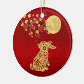 Chinees Konijnenmaan Rode Folie Keramisch Ornament (Links)