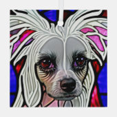 Chinees kuifje "Glas in lood" Glas Ornament (Achterkant)